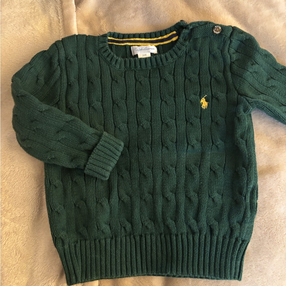 Ralph Lauren Forest Green Knit with Yellow Accent